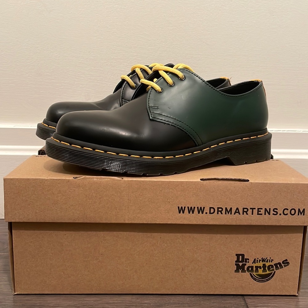 Dr. Martens Smooth Black/Green Oxford Shoes